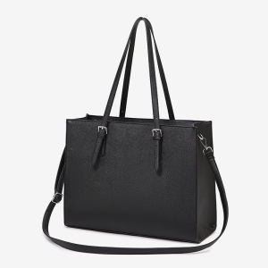⚡ ⚡ Laptop Bags for Women 15.6 inch Large Leather Tote Bag Ladies Laptop Handbag Computer School Shoulder Bag Business Work Bag Black