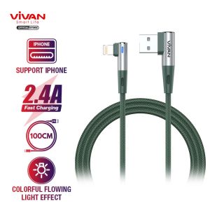 VIVAN Kabel Data For iPhone iPad Fast Charging 2.4A Gaming Siku 100CM Garansi Resmi 1 Tahun BWL100S