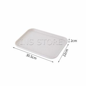 INS ถาดฟางข้าวสาลี ถาดพลาสติก ใส่เสิร์ฟอาหาร สําหรับใส่อาหาร tray