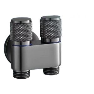 Van chia nước chữ H 2 cổng xả hợp kim có khóa độc lập chia nước cho hệ thống nhà vệ sinh