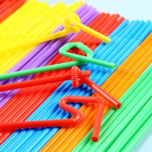 100pcs/pack 21cm Disposable Plastic Straw Elbow Straw Independent Packaging for Milk Tea and Coffee