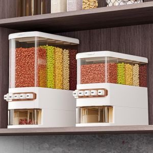 Rice Bucket Easy to Operate Press Type Mixed Grain Barrels Strong Sealing Transparent Multifunction