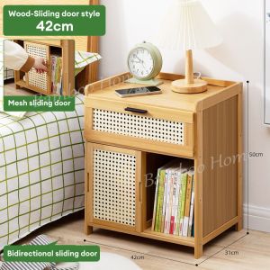 LACCOHUG Bamboo Bedside Table 1/3 Drawers Storage Bedroom Storage Bed Side Bedside Table Bamboo Bedside Table