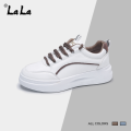 【LaLa】new simple white rubber shoes with lace sneakers chunky footwear low cut for women. 