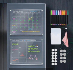 Magnetic Transparent Fridge Magnet Dry Erase Calendar Reusable Planner Weekly Meal Plan Board