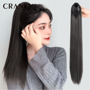 Women Wig Hair Extensions Long Straight Ponytail with Clip Smooth and natural