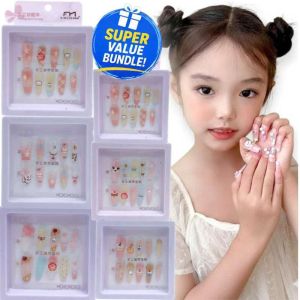 SSP 【FREE Sticker Glue】 Nails with Glue Fashion Nail Art False Nail for Kids beauty nail