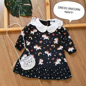 Klik Mds Dress Baju Anak Bayi Perempuan Unicorn Free Bag 1 Ukuran Usia 2-9 Bulan