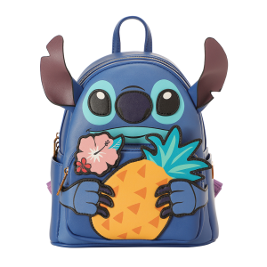 Disney Lilo & Stitch 3D Mini Backpack Cute Pineapple Design PU Leather Daypack with Adjustable Strap & Multi-pockets Trendy School Bag for Teens & Girls