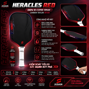 (Chính Hãng) Pickleball Jusain Gen5 ZEUS - HERACLES (16mm) – Carbon T800 Trợ Lực Hơn Nhám Tốt Hơn