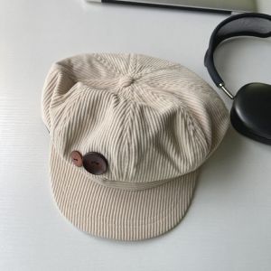 YESMILE Keep Warm Corduroy Baseball Caps Windproof Double Button Decoration Newspaper Hat Casual Beret Autumn Winter Sun Cap for Women Girls