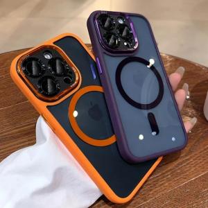 Magnetic Metal Lens Bumper Protection Case For iPhone 17 16 15 14 13 12 11 Pro Max Wireless Charger Hard Cover For Magsafe Funda h260630