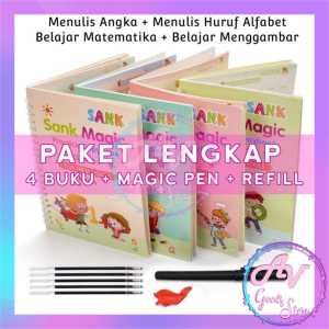 SANK MAGIC PRACTICE COPYBOOK / 1 SET ISI 4 BUKU AJAIB BELAJAR MENULIS / BUKU BELAJAR ANAK REUSABLE