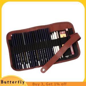 Butterfly ชุดดินสอสเก็ตช์24ชิ้นกระเป๋าดินสอสีถ่าน