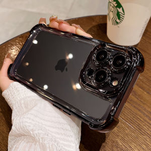 CrashStar With Lens Films Thickened Corners Plating Transparent Hard Shockproof Phone Case For iPhone 17 16 15 14 Pro Max Air Plus 16e 13 12 11 Pro Max X XR XS Max Clear Anti-fall Phone Casing Cover With Full Cover Camera Protection