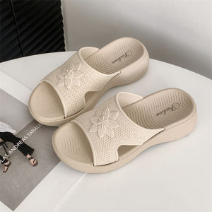Free Shipping New Thick-Soled WomenS Outdoor Slippers Fashionable Solid-Color Floral Flip-Flops For Summer Casual Beach Sandals