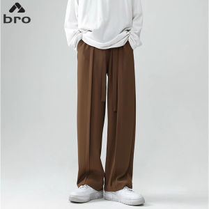 celana pinggang karet pria Kain jas celana mid waist pria korea Celana kasual pria panjang hitam celana longgar pria celana vintage cokelat celana remaja celana panjang pria kaki lebar Celana panjang cowok keren