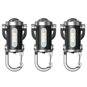KEBETEME COB Work Light TYPE-C Rechargeable LED Flashlight Keychain Hanging Portable Light Waterproof Keyring Camping Pocket Lamp