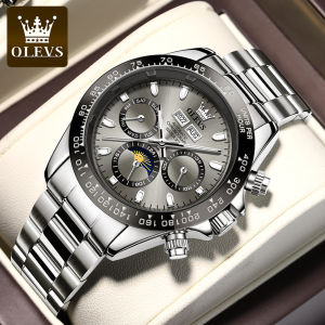 OLEVS 6654 Fashion Automatic Mechanical Watch For Men Stainless Steel Band Waterproof Men Wristwatches Luminous Calendar Small Second hand 24-hour Indication Week Display