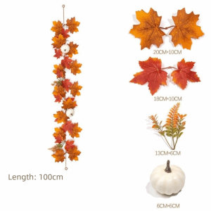 AAVGH Realistic Appearance Artificial Maple Leaf Garland Bright Foliage Hanging Decorative Maple Leaf Vine  Autumn Style Artificial Plant Vine Halloween Party