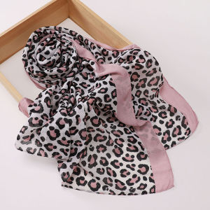 Jifang Fashion Retro Leopard Print Patchwork Cotton Linen Shawl Pashmina Muslim Hijabs Shawls PW47