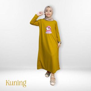 CF Kids Gamis Anak Perempuan Print DTF Hana Pink Baju Muslim