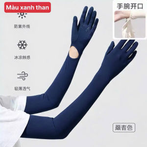 Găng Tay Chống Nắng Nữ Nam Hở Ngón Chống Tia UV Đi Nắng Lái Xe Dài Lụa Băng Mùa Hè Phượt