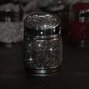 Kaly Luxury Diamond Car Ashtray Pink White Gold Color Crystal Shiny Auto Ashtray with Cover for Car Great Gift for Women Girls T6H1N
