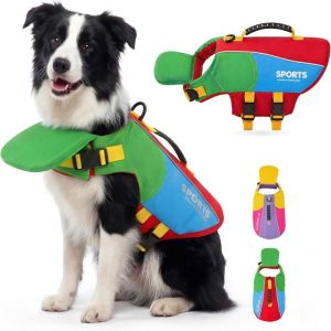 UGMN936159 Waterproof Dog Life Jacket Tear Resistant Breathable Dog Swimming Vest Quick Dry Towable Puppy Safety Vest Beach Swimming