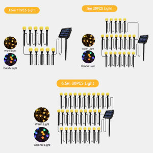 Solar Outdoor Fairy Lights Waterproof Stake Lamp Mini Crystal Bubble Garden Decorative for Yard Pathway