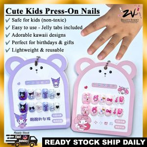 12PCS KIDS Press-On Nails | Kuku Palsu Kanak-kanak | Cute & Non-Toxic | Jelly Glue Included | Age 5+