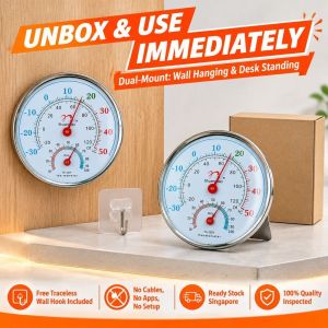 Analog Dial Thermometer Hygrometer Indoor Temperature Humidity Gauge Home Room Humidity Meter English Dial Mechanical Thermometer