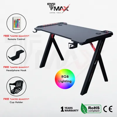 TMAX X-shaped L120/140cm Gaming Table Gaming Desk With RGB Lighting Modern Style [ 1 YEARS WARRANTY ]