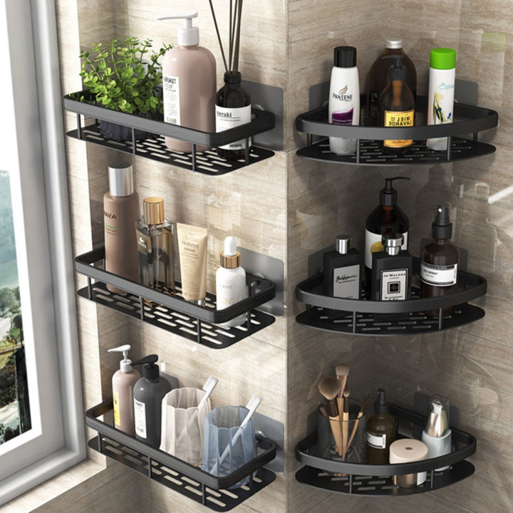 (SG) Bathroom Shelves Punchfree Triangle Corner Shelf Shower Storage