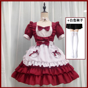 [ Trăng dưới ánh trăng ]  Trang phục hầu gái ngọt ngào màu kem gợi cảm kiểu Nhật   Đầm Lolita màu đỏ trong trẻo cos Quần Áo