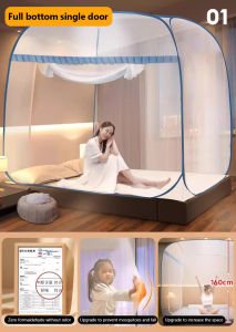 Foldable Mosquito Net Tent No Installation Required Yurt Mosquito Net with Door Zipper Bed Tent Bed Mosquito Net for Bed Yurt