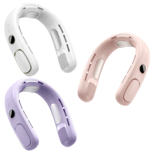 Semiconductor Hanging Necks Fan Bladeless Rechargeable Digital Display Fan Portable Cooling Gadget for Adults and Kids