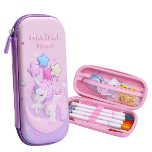 Student Pencil Case Kotak Pensel Eva Pencil Case Waterproof Primary School Kids Pony Pencil Box Perempuan dan Lelaki Bekas Pensil Sekolah