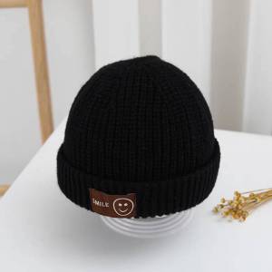 หมวกไหมพรมเด็ก 4เดือน-3ปี ป้ายอิโมจิ SMILE ผ้าคอตตอน 100% หุ้มรอบ 42-52 cm สำหรับเด็กผู้ชายและผู้หญิง