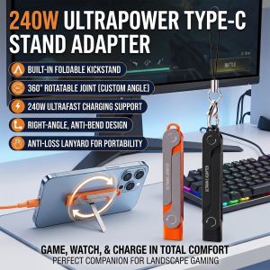 Foldable Stand Adapter 360° Rotatable Fast Charging Connector Durable Charging Dock