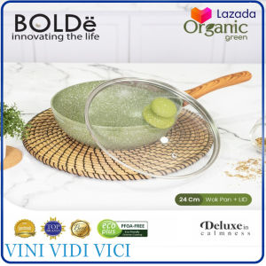 NEW PANCI BOLDE ORGANIC GREEN WOK PAN 24 CM + LID