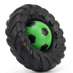 FUNG Chew-Resistant Tire-Shaped Dog Toy Elasticity Teeth Training Interactive Dog Toy Pet Supplies Squeak Sound Training Toy Puppy Training