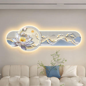 Tranh treo tường đèn led cá và hoa sen 7 uv tráng gương trang trí decor phòng khách kèm đinh