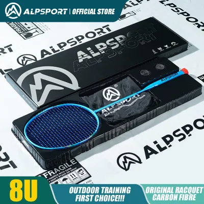 ALP BBQ2.0 8U ไม้แบดมินตัน คาร์บอนไฟเบอร์ 100% โครงสีรุ้ง ไม้แบดมินตันโลหะผสมไททาเนียมดูดซับแรงกระแทกสำหรับกีฬามืออาชีพ เหมาะสำหรับการฝึกผู้ใหญ่