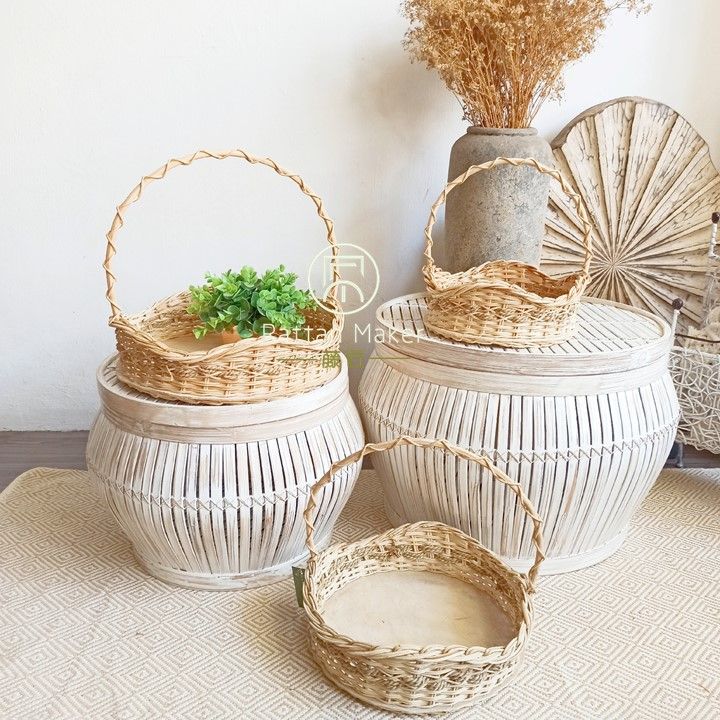 Bakul Rotan Bulat / Rattan Basket / Pet Basket / Laundry Basket ...