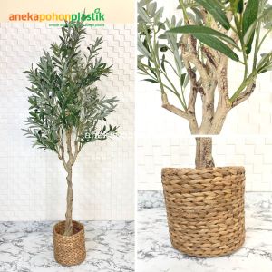 Pohon Hias Tanaman Artificial Zaitun Olive X3 T140 & T180 Latex Cover Anyaman Eceng Gondok Dekorasi Rumah