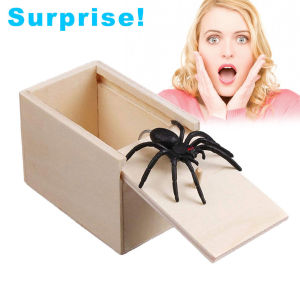 BABYBANG Practical Novelty Joke Toy Spider Hidden in Case Funny Gift Wooden Surprise Toy Scare Box Halloween Prank Spider