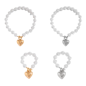 Trendy Heart Hollow Beaded Pearls Necklace/Bracelet Set with Long Time Use Suitable for Fashionable Women Outfits