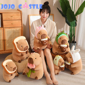 JOJO CASTLE Hot Fluffy Capybara Plush Doll 30/40cm Kawaii Capybara With Toast Flower Stuffed Toy Stuffed Animals Boys Juguetes Birthday Gift Home Decor 卡皮巴拉 水豚鼠