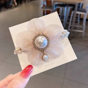 Klip Rambut👑韩国发饰皇冠头饰女儿童扎头发皮筋公主头绳丸子头小女孩珍珠发圈 Pearl Crown Kids Girls Hair Ring Cute Girl Princess Rubber Band Hair Rope Fashion Hair Ac